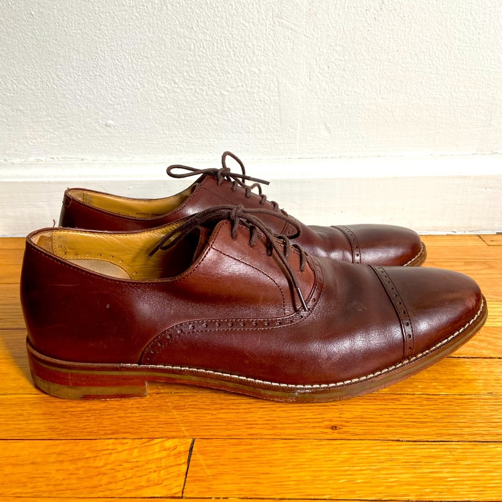 Men’s Leather Dress Shoes, modern classic wingtip, Cole Haan size 9.5